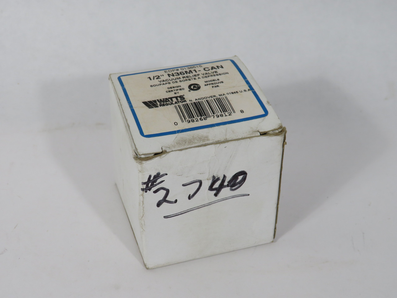 Watts 1/2-N36M1-CAN Vacuum Relief Valve 1/2" NPT 15 psi 15 CFM NEW