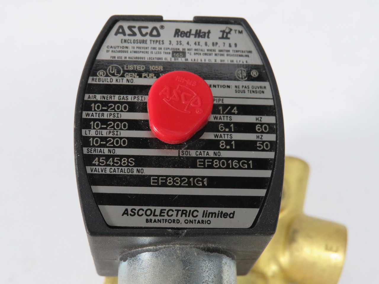 Asco EF8321G1 Solenoid Valve 1/4" NPT 120V@60Hz 110V@50Hz SHELF WEAR NOP