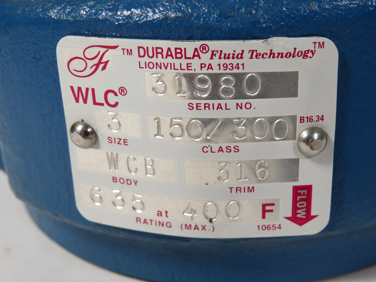 DFT 902K1B4A3 WLC Wafer Check Valve Size 3" Class 150/300 SHELF WEAR NOP