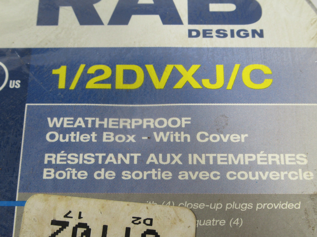 RAB Design 1/2DVXJ/C Weatherproof Outlet Box with Cover 1/2" SHELF WEAR NEW