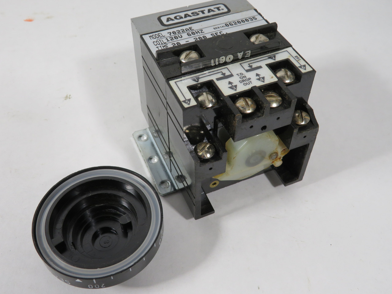 Agastat 7022AE Off-Delay Timing Relay 20-200s 120V 60Hz LOOSE DIAL KNOB USED