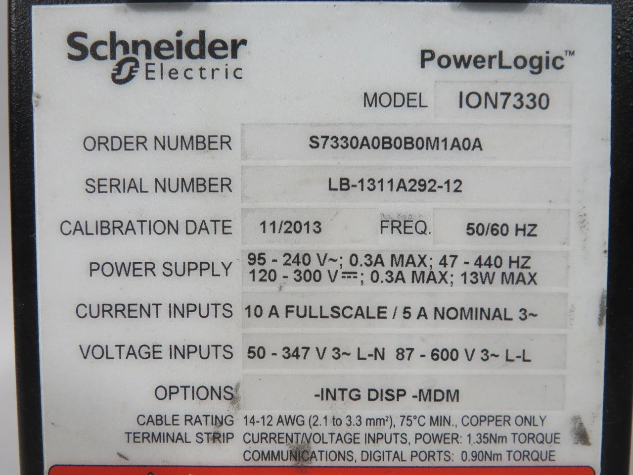 Schneider Electric S7330A0B0B0M1A0A ION7330 Power Meter SHELF WEAR USED