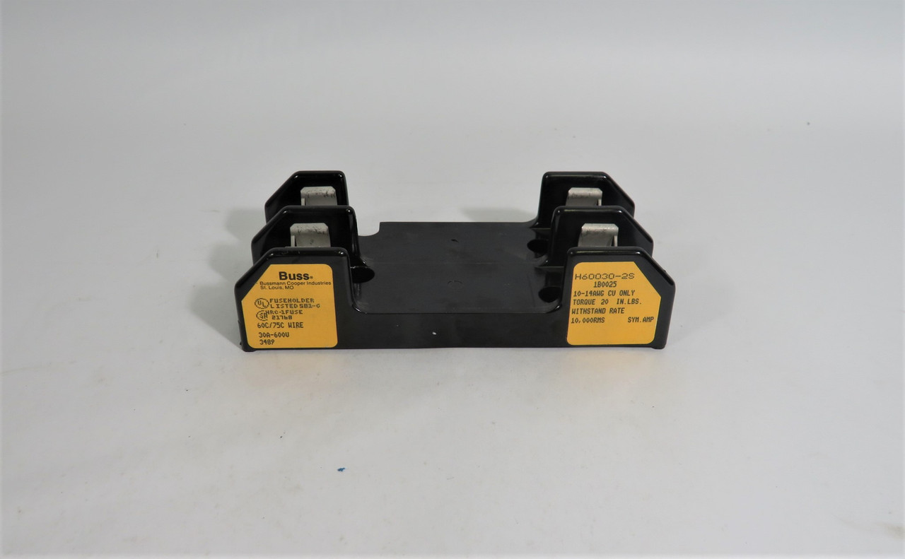 Bussmann H60030-2S Fuse Holder 30A 600V 2 Pole 10-14AWG USED