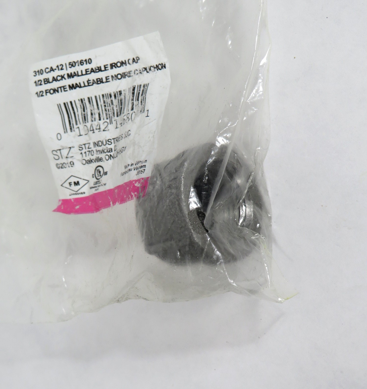 Stz Industries 310-CA-12 Threaded Iron Cap 1/2" Black Malleable NWB