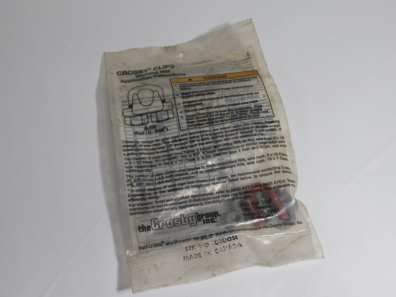 Crosby 1010051 G450 Forged Wire Rope Clip 1/4" SHELF WEAR NWB