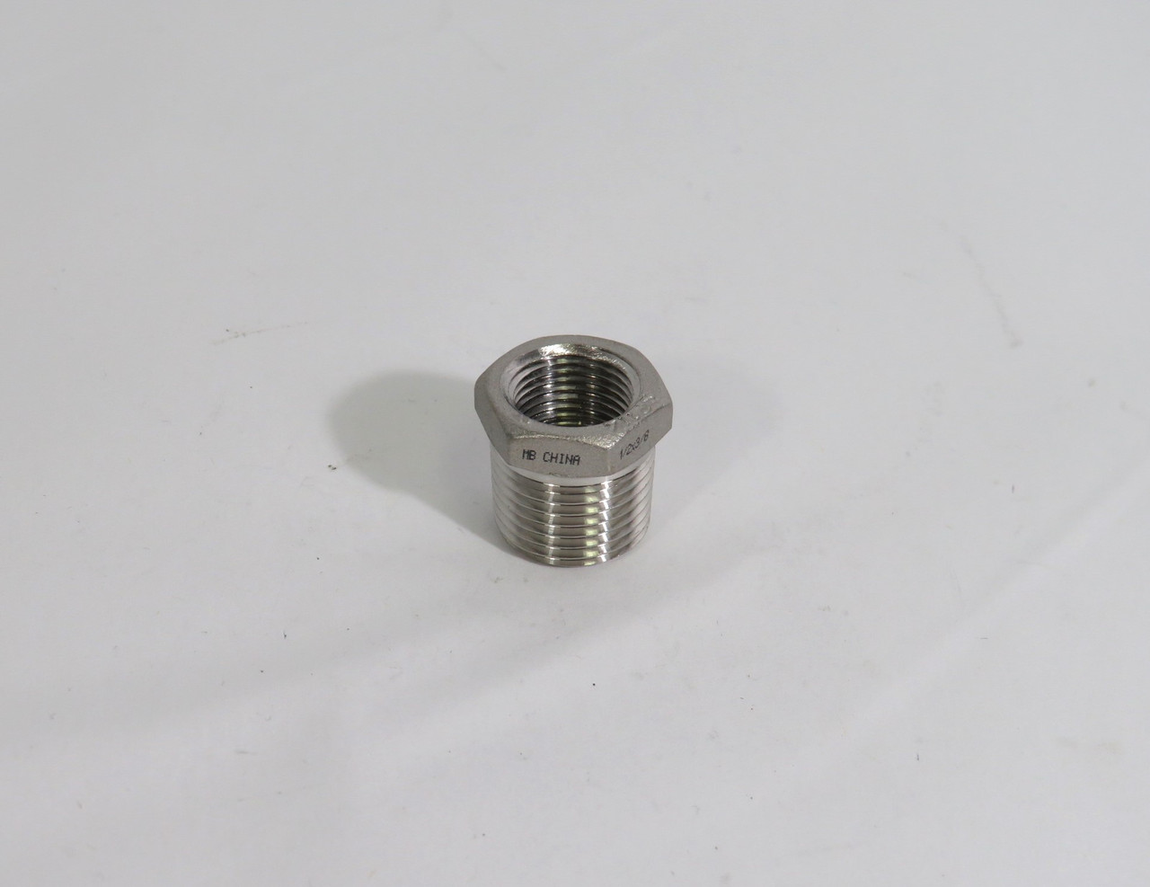 Generic 1/2x3/8 Threaded Hex Bushing 1/2" NPT x 3/8" Female Forged Steel USED