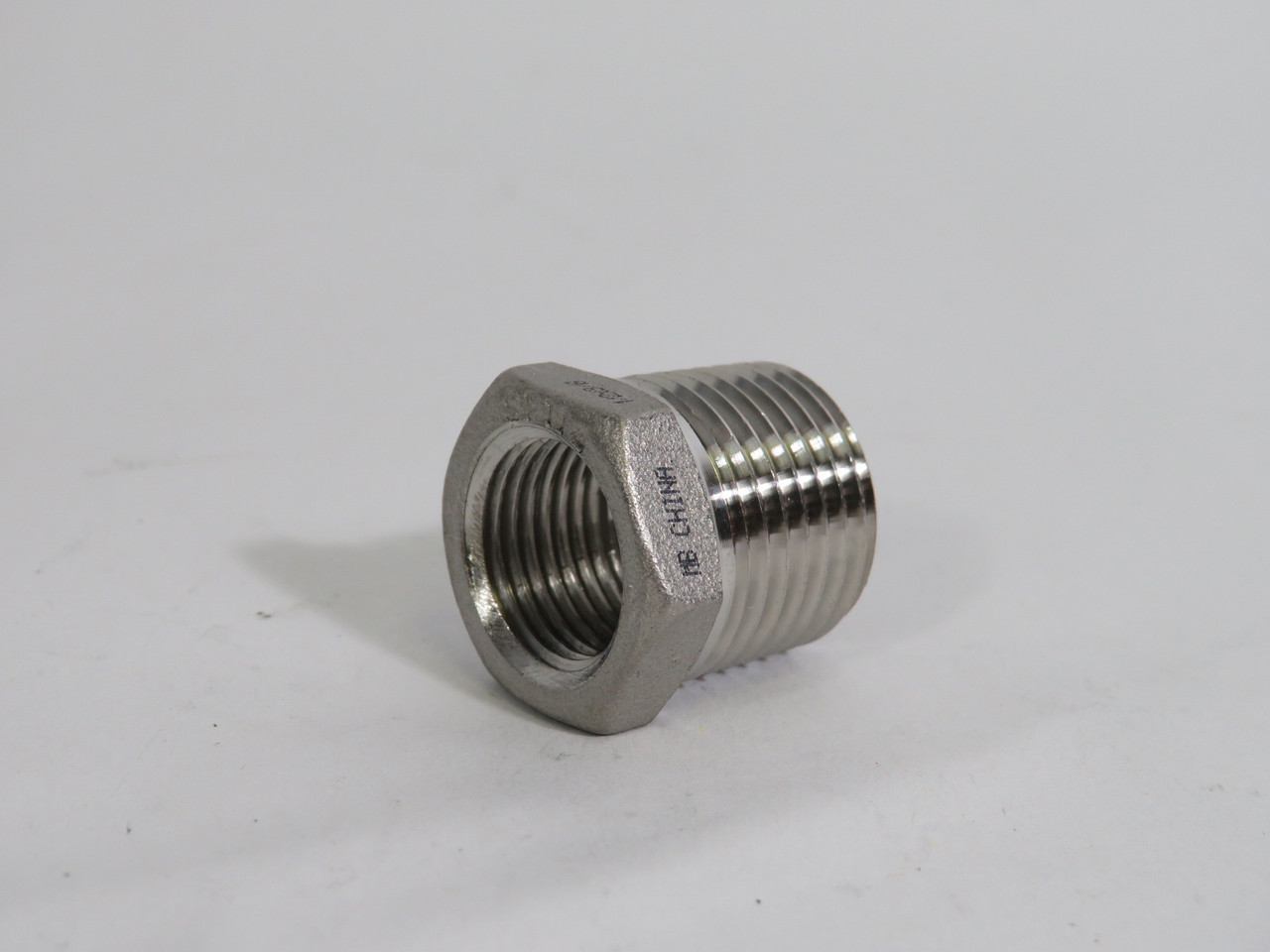 Generic 1/2x3/8 Threaded Hex Bushing 1/2" NPT x 3/8" Female Forged Steel USED