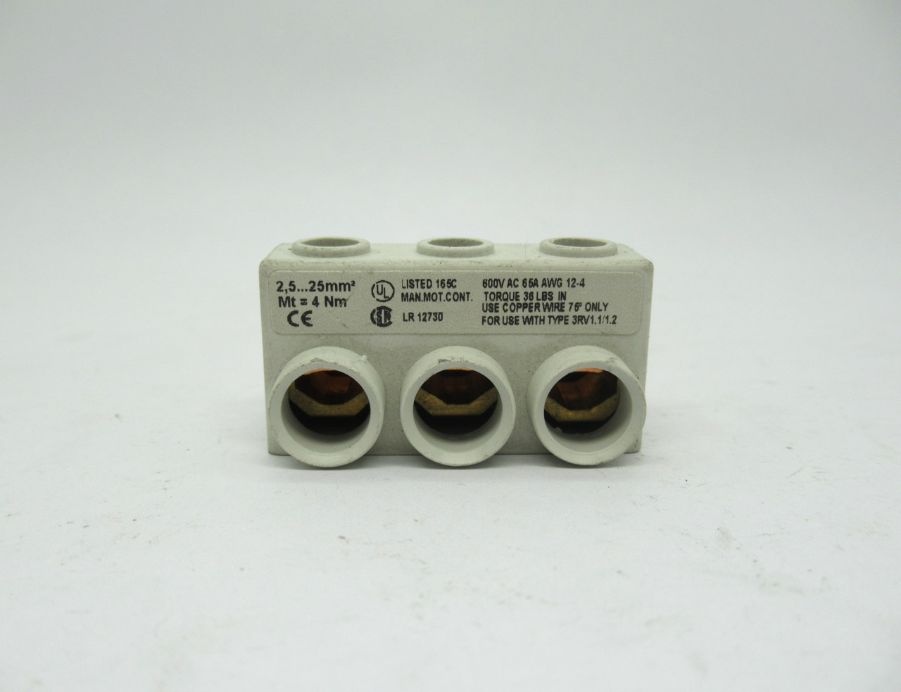 Siemens 3RV1915-5A 3-Pole Busbar 690V 63A 36Lbs Torque AWG 12-4 USED