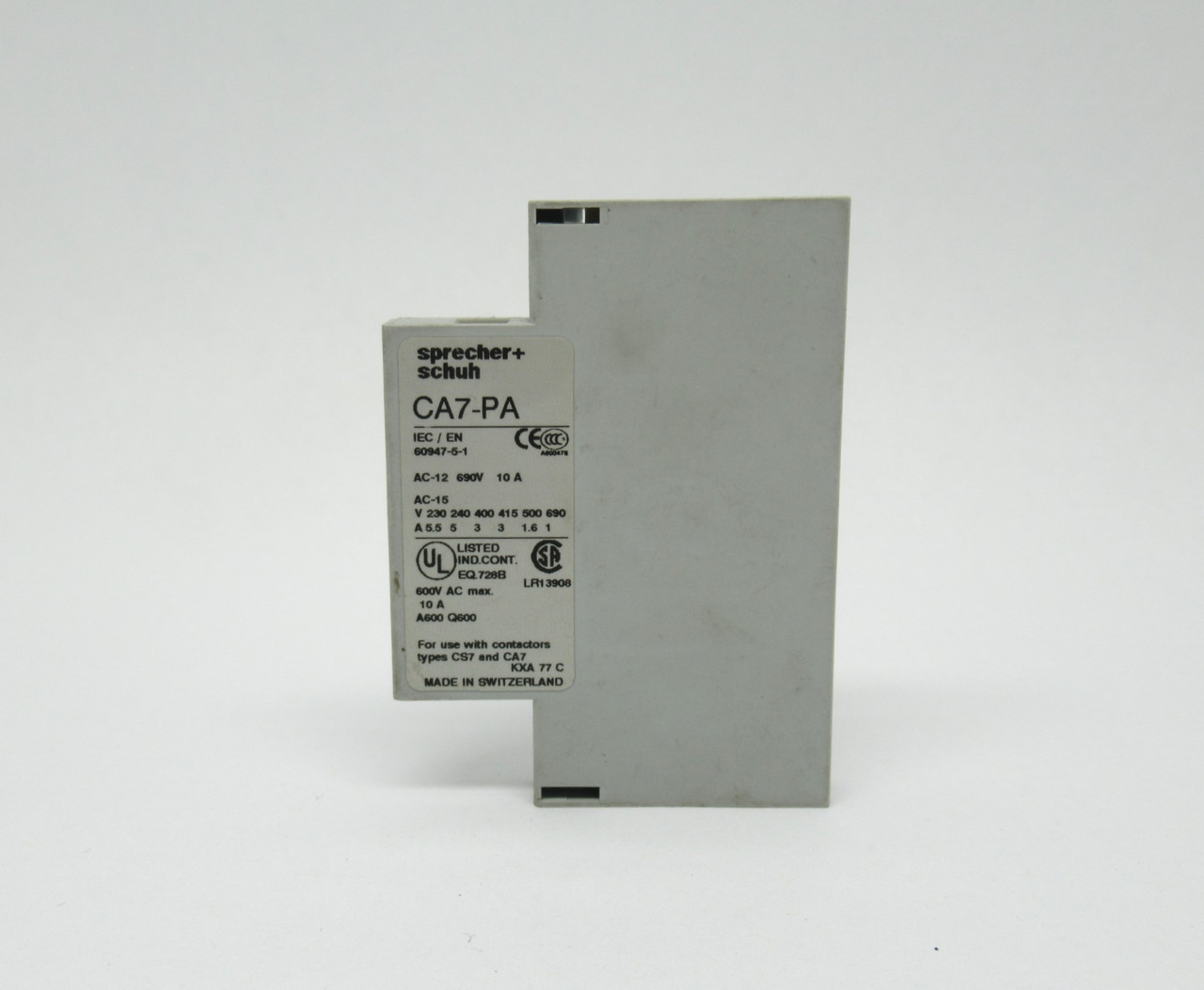 Sprecher & Schuh CA7-PA-20 Auxiliary Contact Block 2NO 690V 10A USED