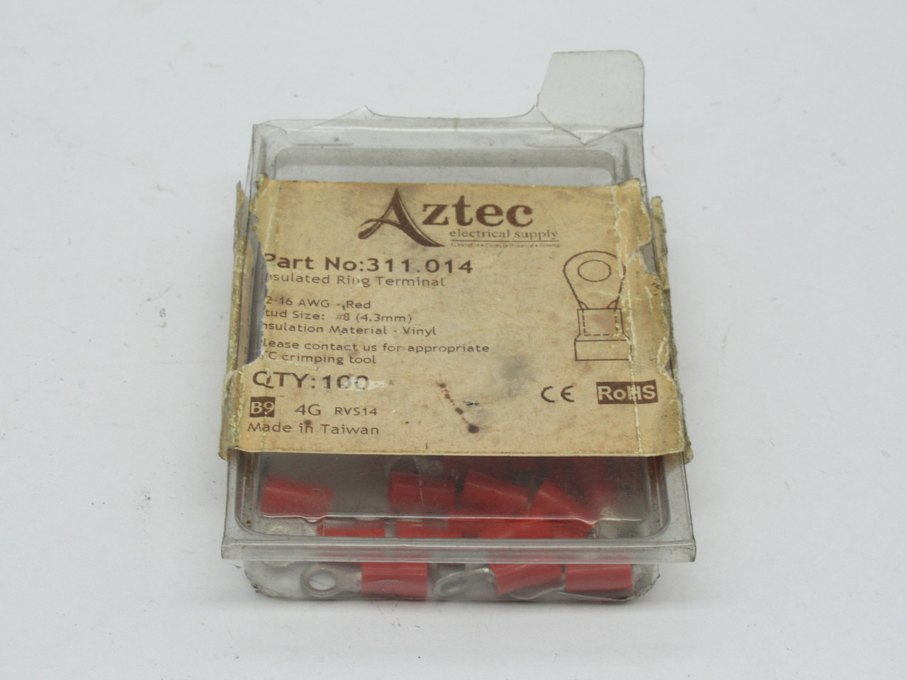 Aztec 311.014 Insulated Ring Terminal 22-16AWG *LOT OF 26* NEW