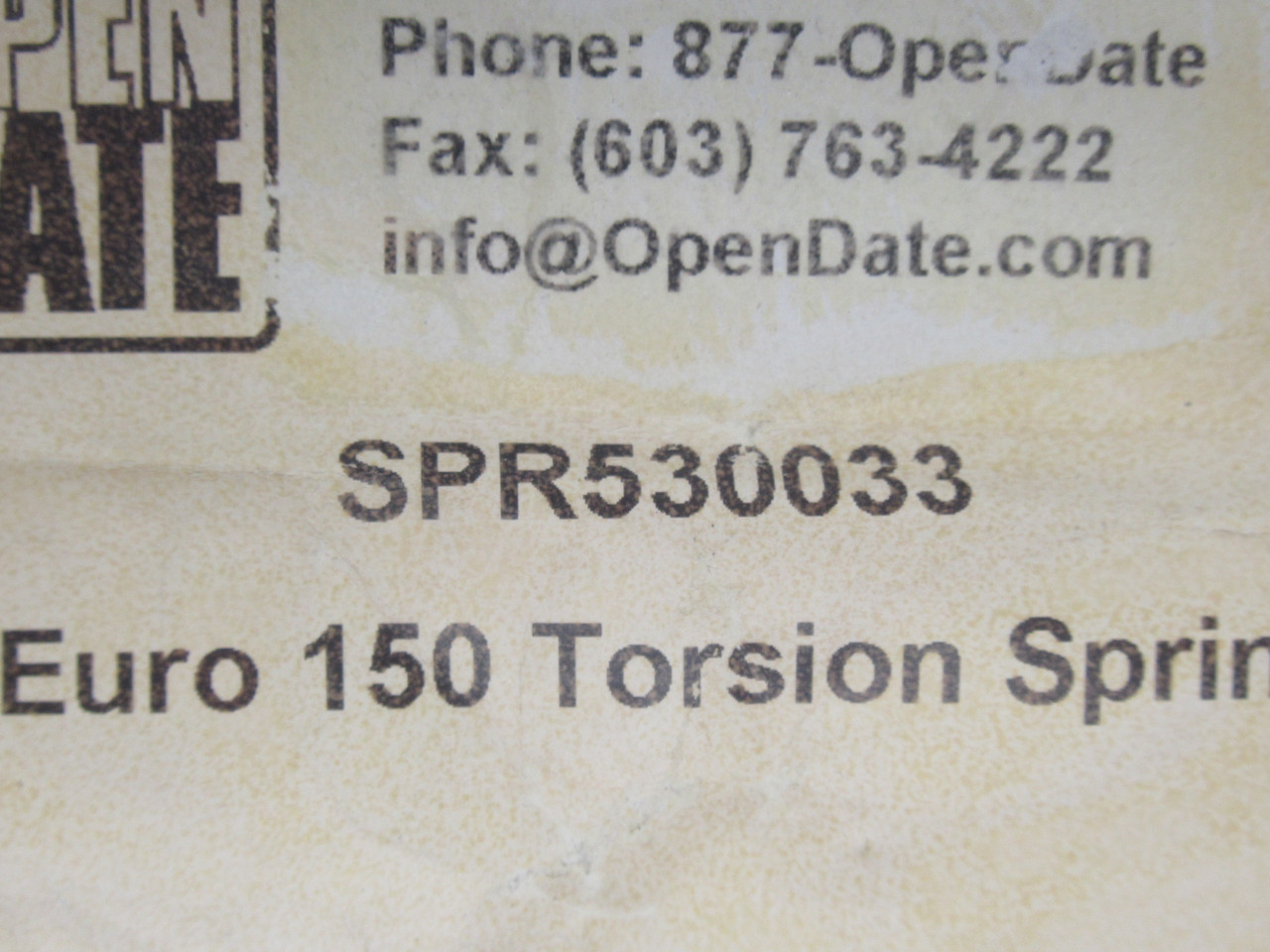 Open Date SPR530033 Eurocode 150 Torsion Spring NWB