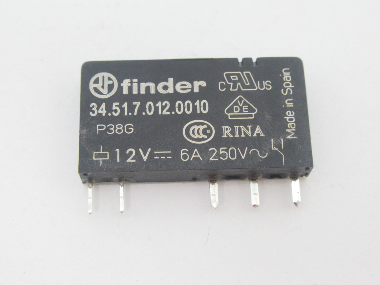 Finder 34.51.7.012.0010 General Purpose Relay 12VDC 6A 5-Pin USED
