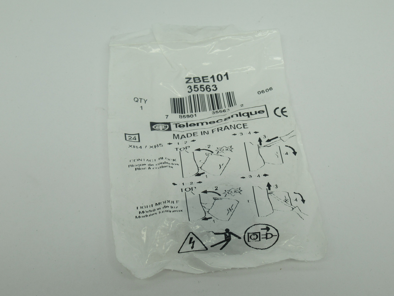 Telemecanique ZBE-101 Contact Block 1NO 600V 10A NWB