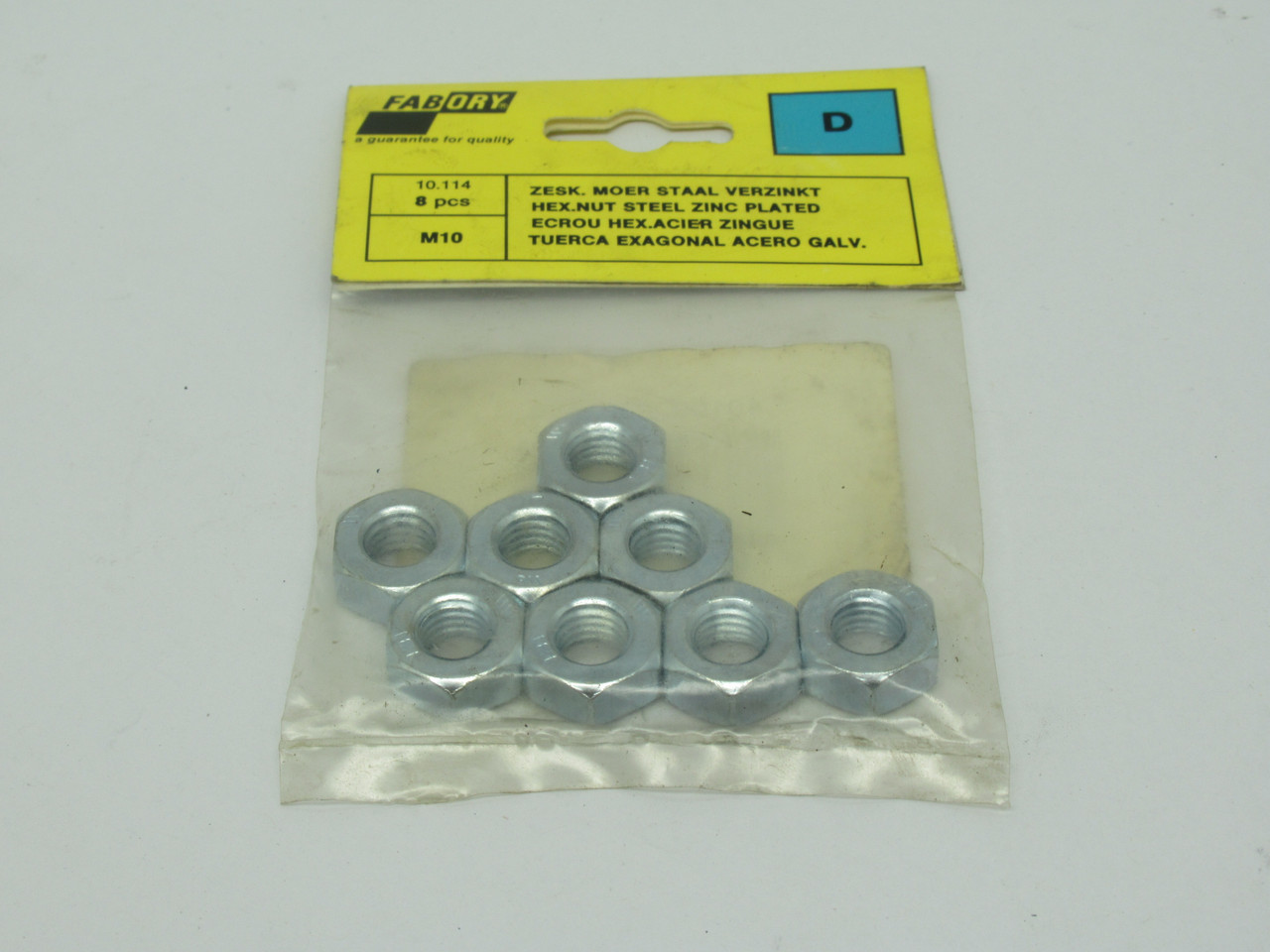 Fabory 40100.010.114 M10 Steel Hex Nut Zinc Plated *8-Pack* NWB