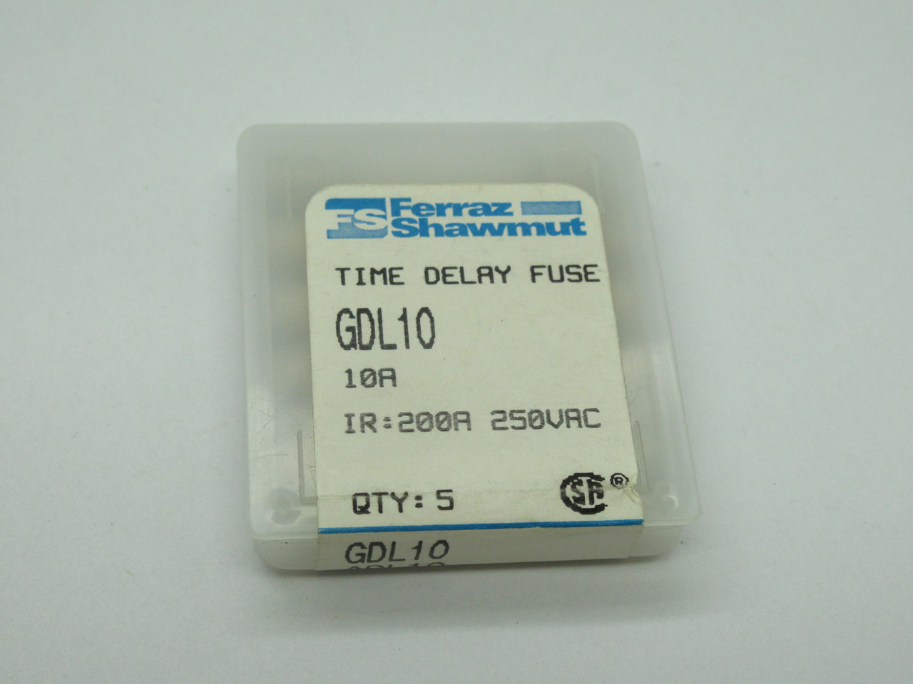 Ferraz Shawmut GDL10 Time Delay Glass Fuse 10A 250V *5-Pack* SEALED NEW