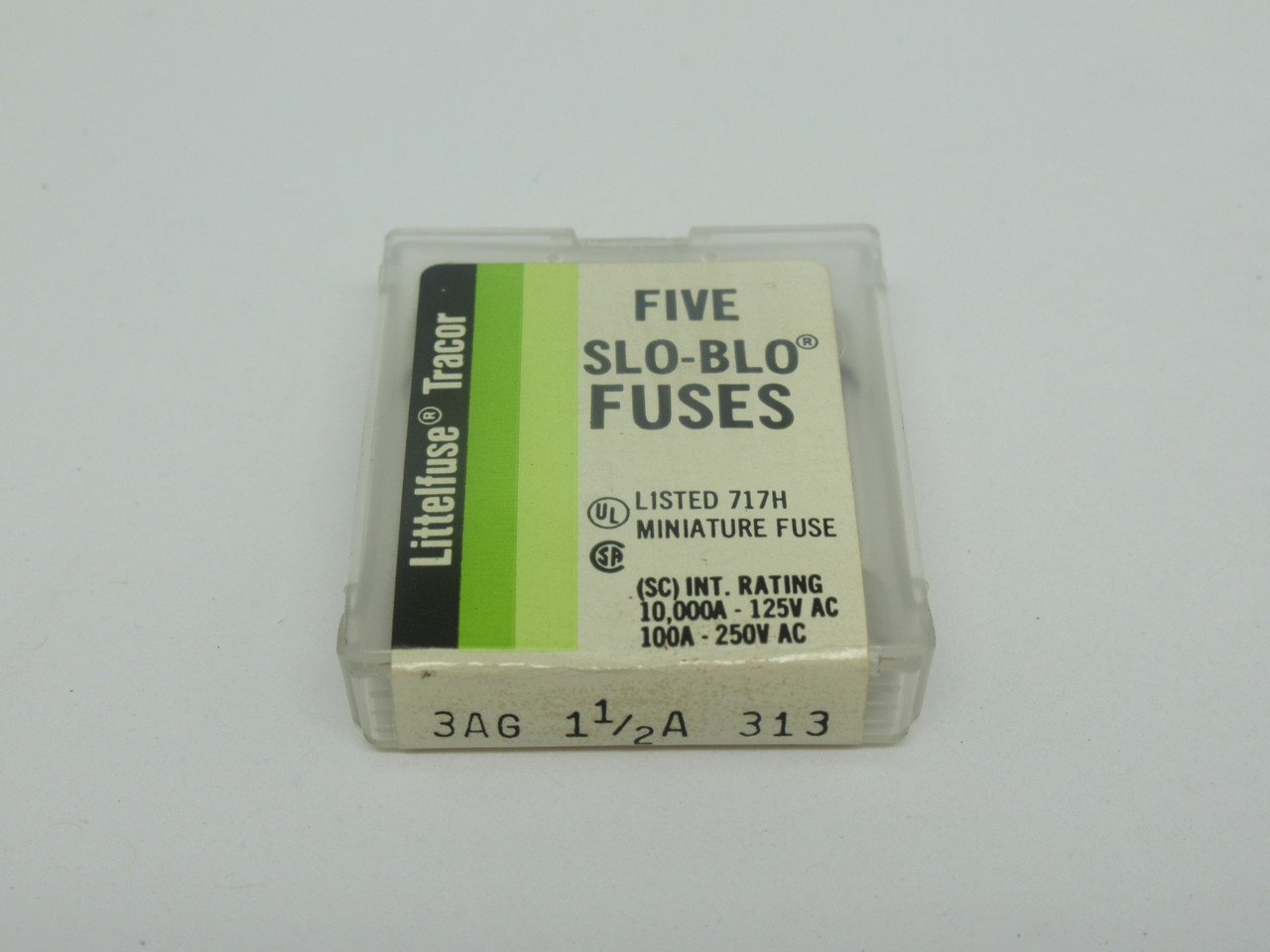 Littelfuse 3AG-1-1/2A-313 Slo Blo Cartridge Fuse 1.5A 250V *5-Pack* NEW