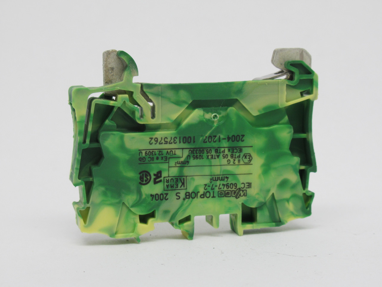 Wago 2004-1207 TOPJOB Terminal Block Green/Yellow 2 Conductor 4mm2 USED