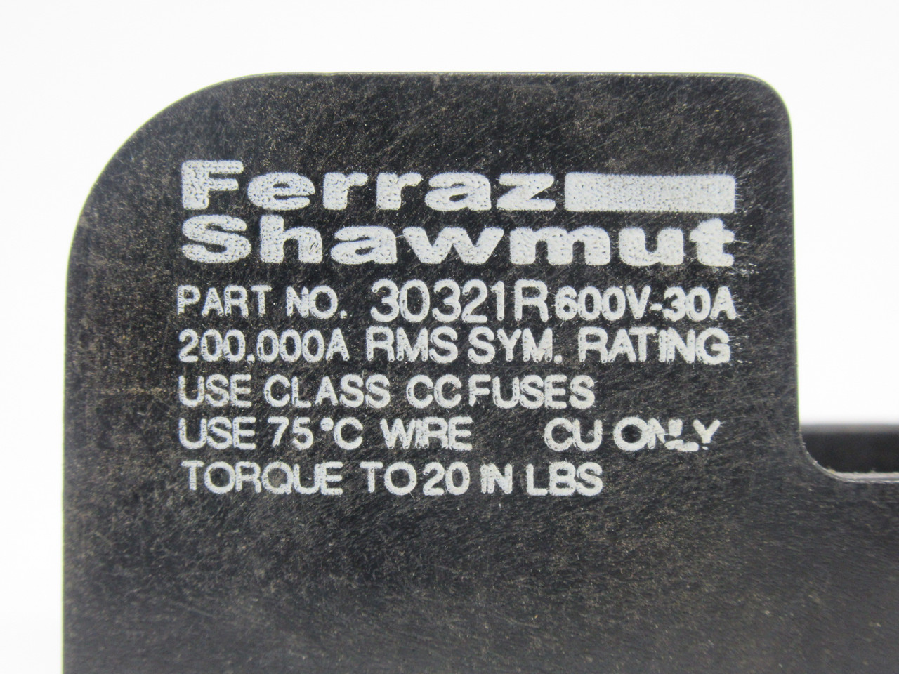 Ferraz Shawmut 30321R Fuse Holder 30A 600V 1-Pole USED