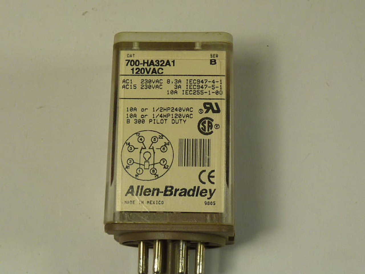 Allen-Bradley 700-HA32A1 Series B Relay 120VAC 10A 8-Pin USED