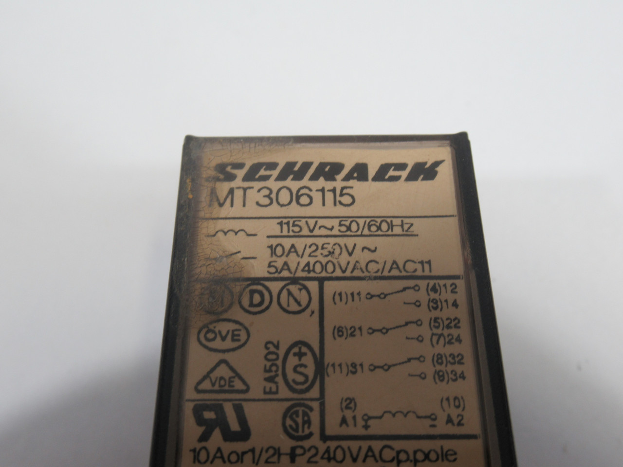 Schrack MT306115 Relay 115V 50/60Hz Coil 10A 250VAC USED