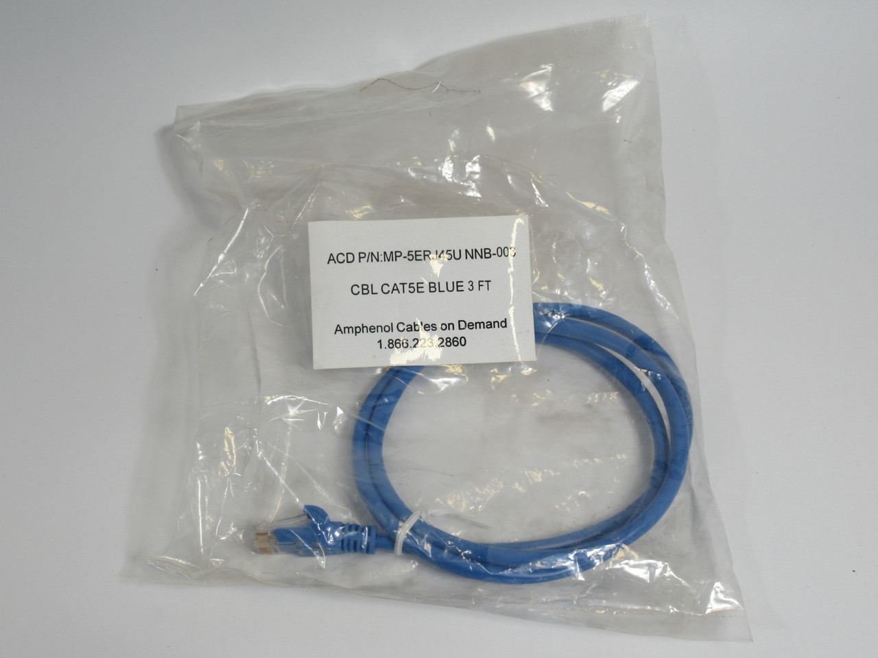 Amphenol MP-5ERJ45U NNB-003 CAT5E Cable 3' Blue NWB