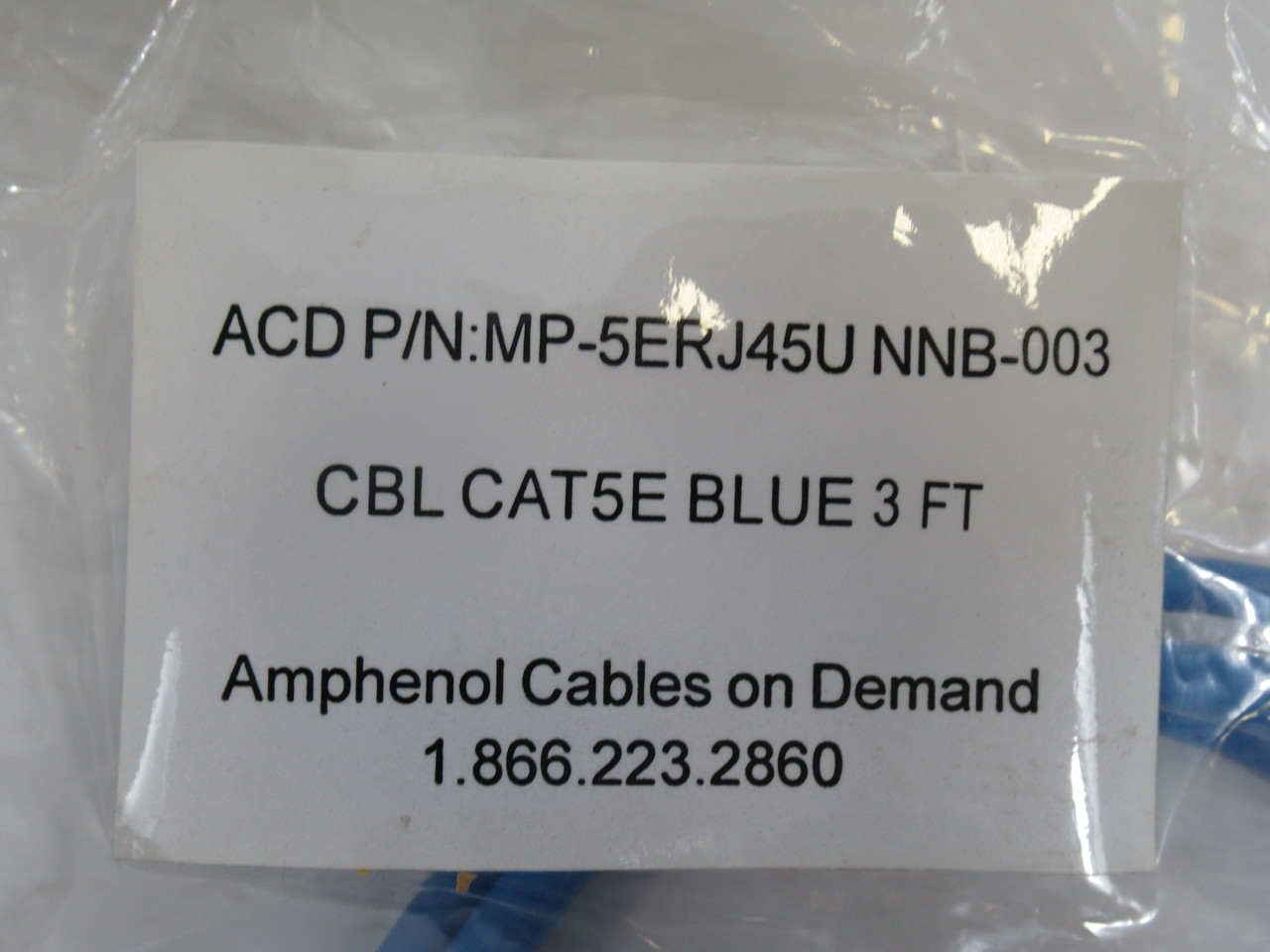 Amphenol MP-5ERJ45U NNB-003 CAT5E Cable 3' Blue NWB