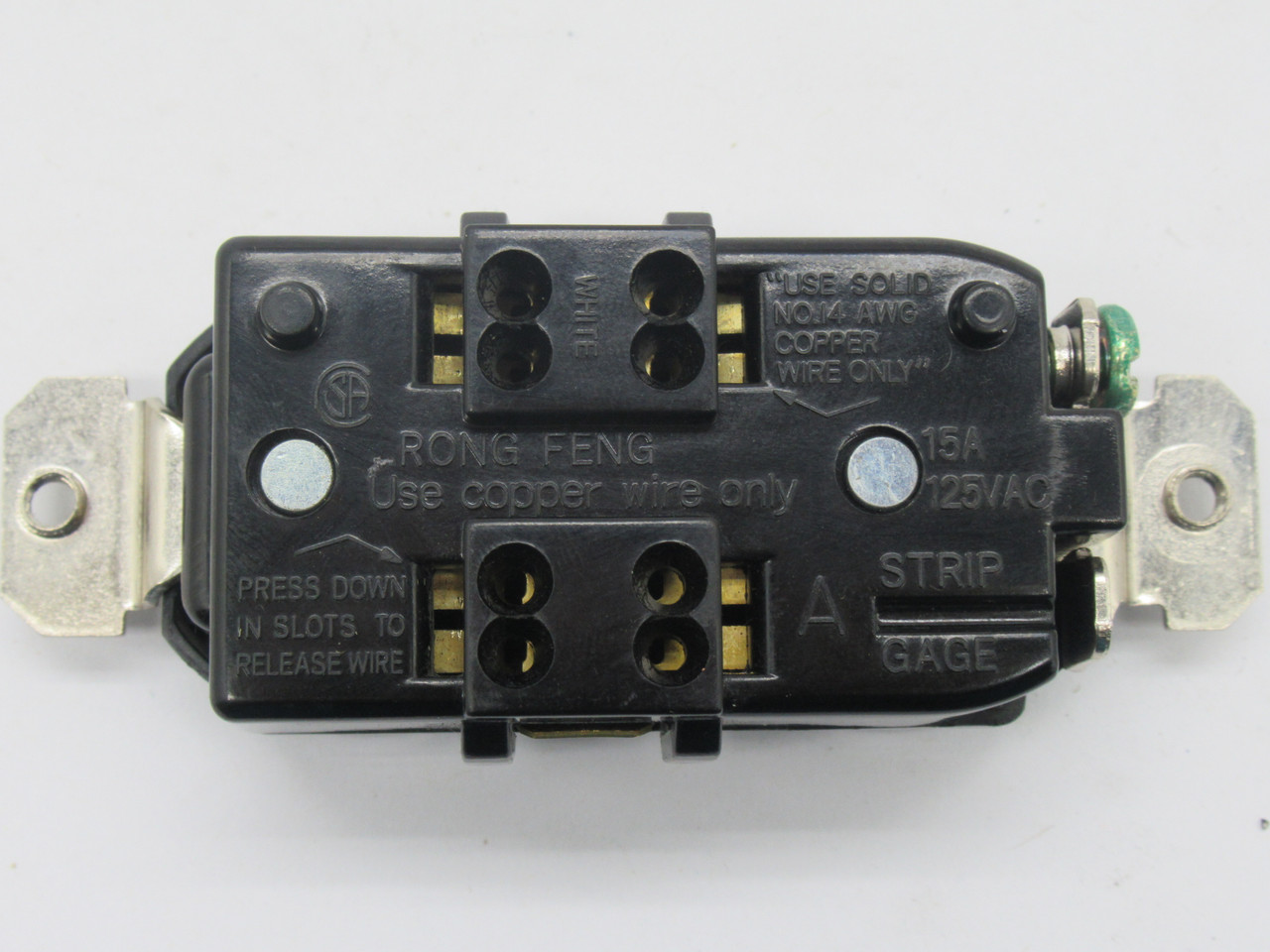Rong Feng E-06-A Duplex Receptacle 15A 125VAC 3W USED