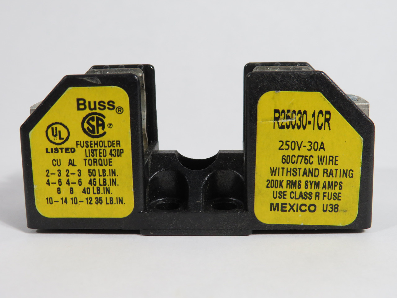 Bussmann R25030-1CR Fuse Block 30A 250V 1-Pole USED