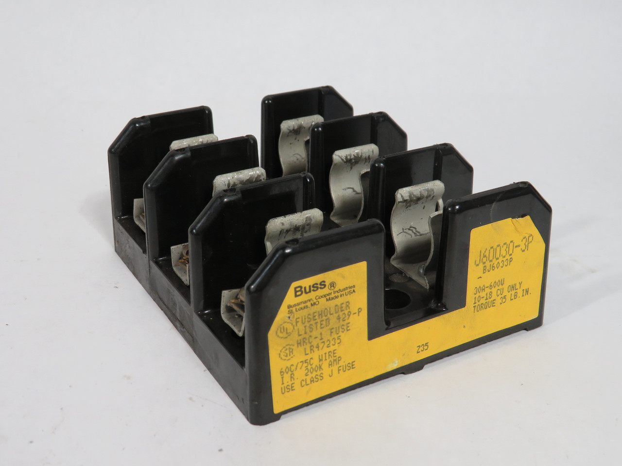 Bussmann J60030-3P Fuse Holder 30A 600V 3P USED