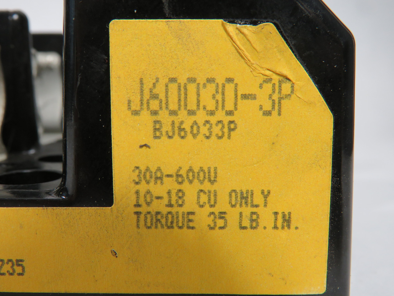 Bussmann J60030-3P Fuse Holder 30A 600V 3P USED