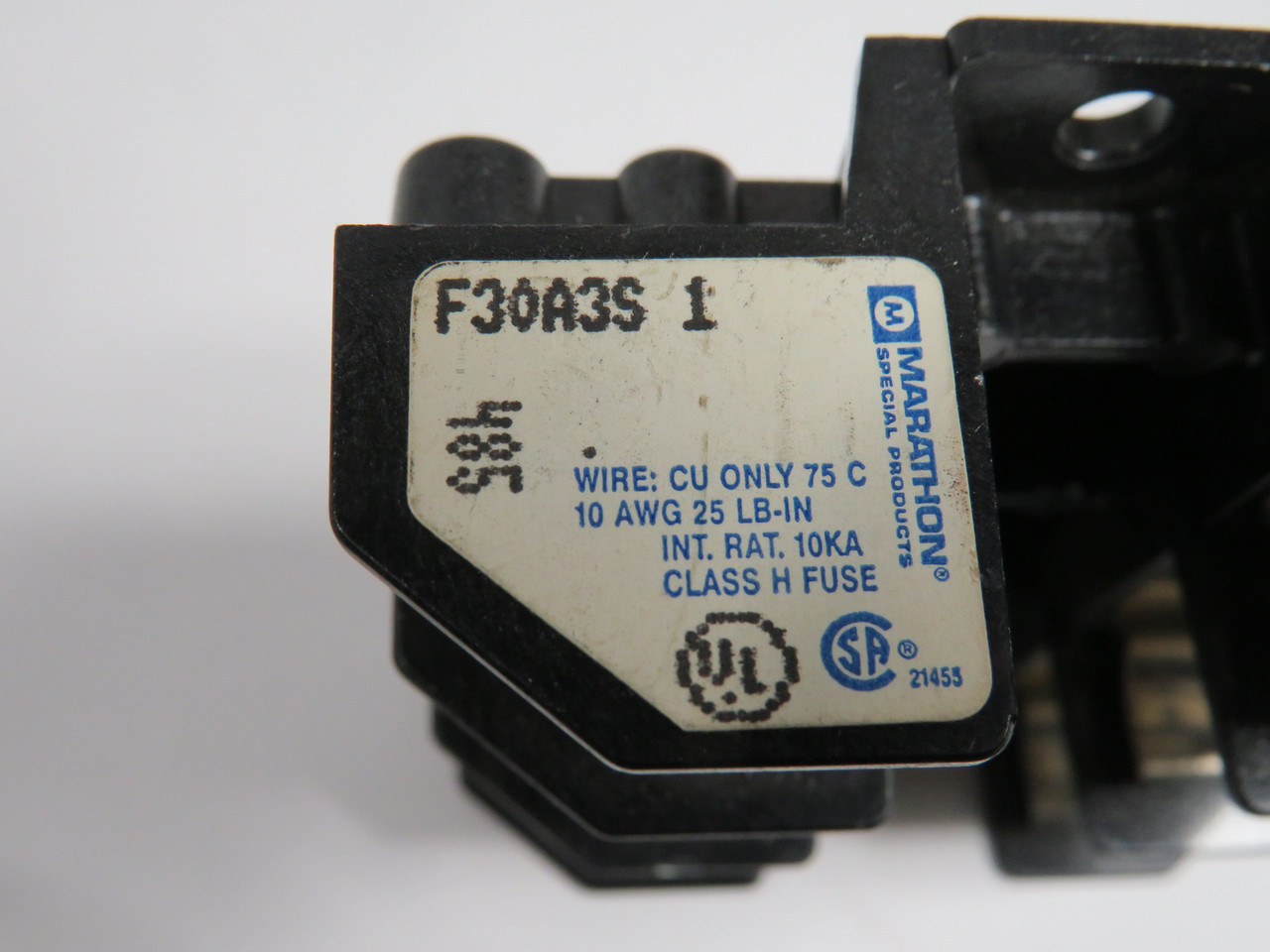Marathon F30A3S-1 Fuse Holder 30A 250V 3-Pole Class-H USED
