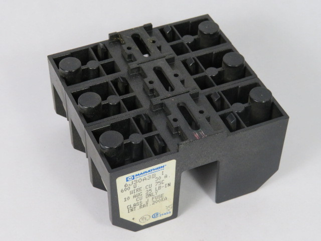 Marathon 6J30A3B-1 Fuse Holder 30A 600V 3-Pole USED