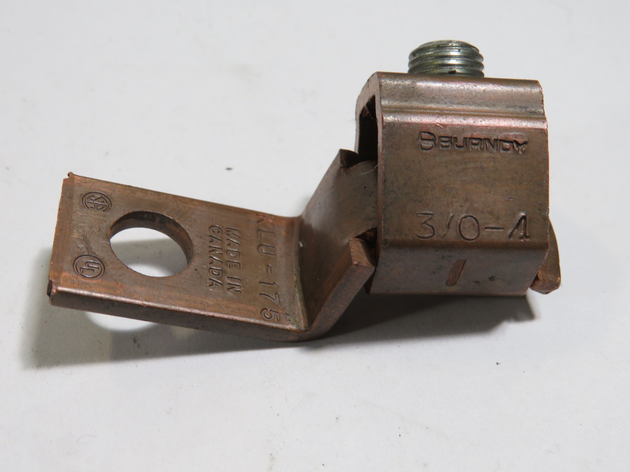 Burndy KLU-175 Offset Tongue Copper Lug Connector 3/0-4 AWG USED