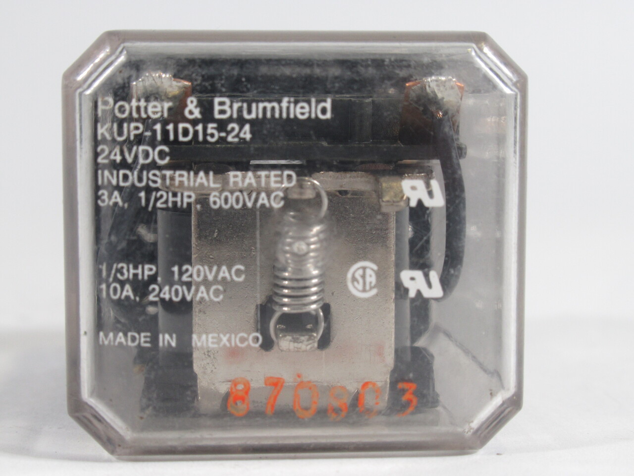 Potter & Brumfield KUP-11D15-24 Relay 24VDC 3A 1/2HP 600VAC 1/3HP 120VAC USED