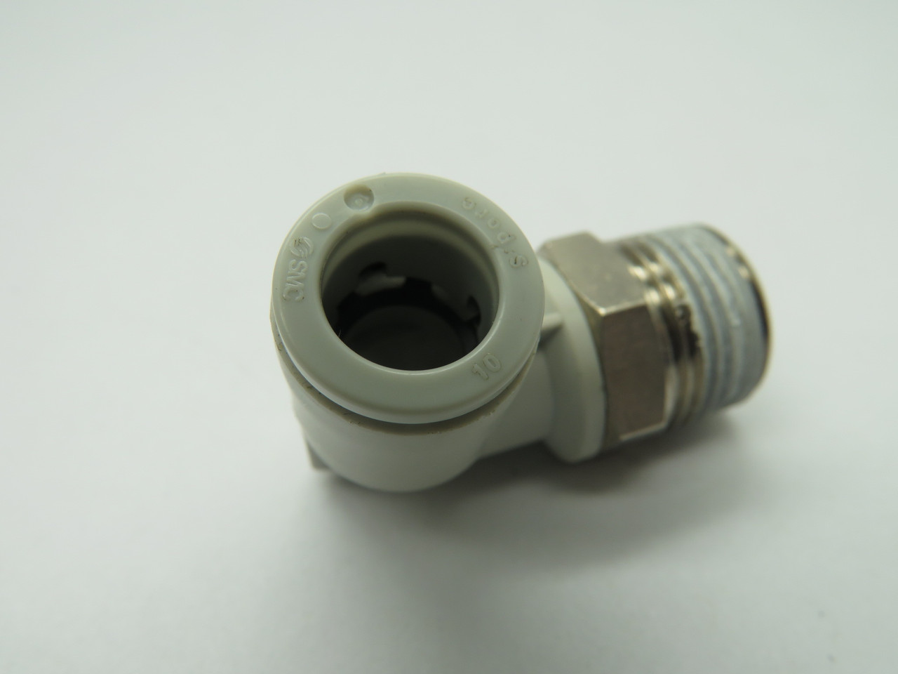 SMC KQ2L10-03S-X2 Male Elbow Push-In Fitting 10mm Tube R3/8" Thread USED