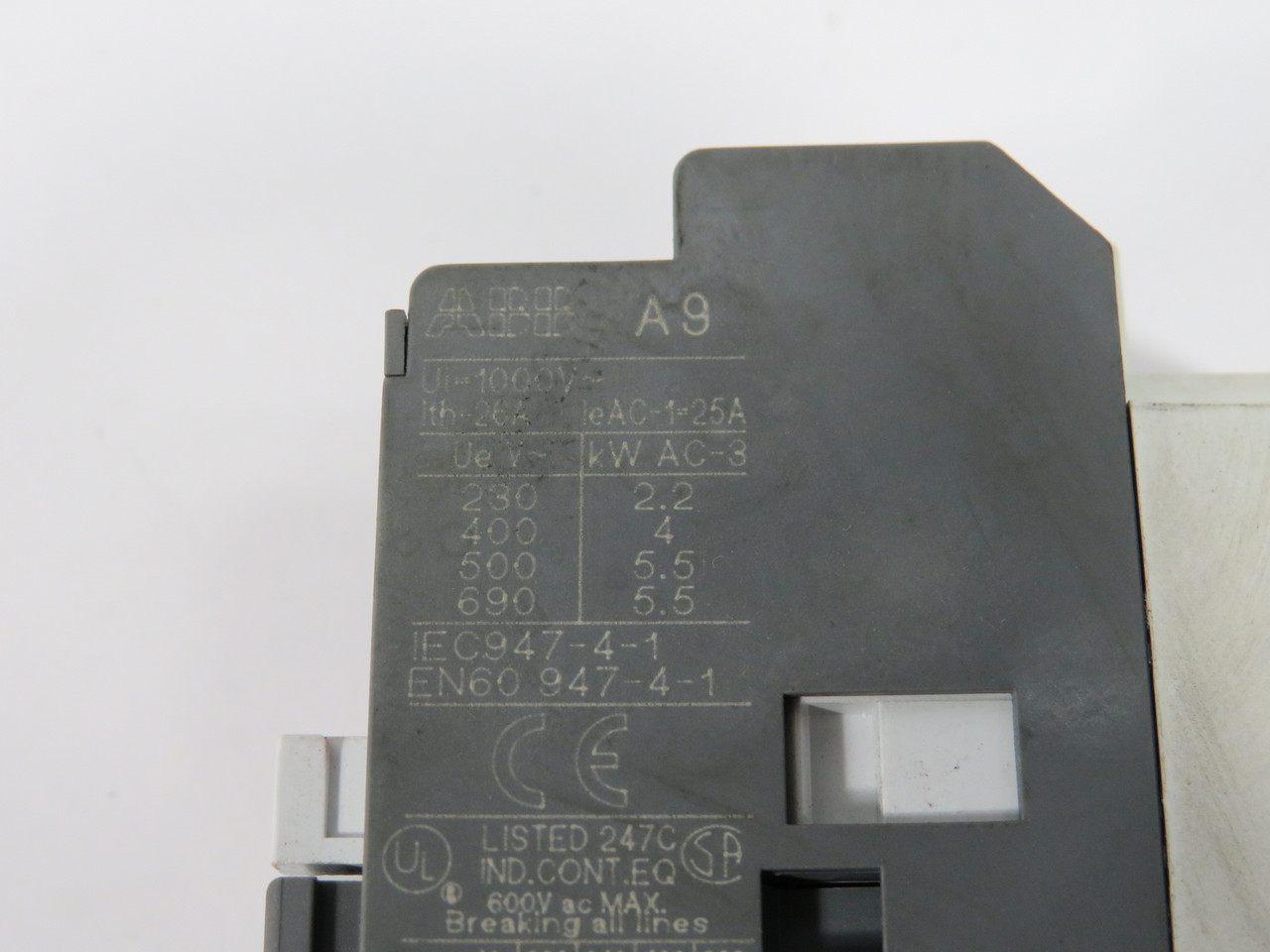 ABB A9-30-10-51 Contactor 400-415V@50Hz 480V@60Hz 25A 1NO USED