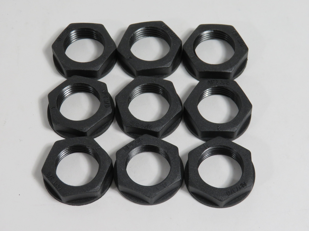 Techspan NN09BK Locking Nut for Strain Relief Connector 3/8" NPT 9-Pack NWB