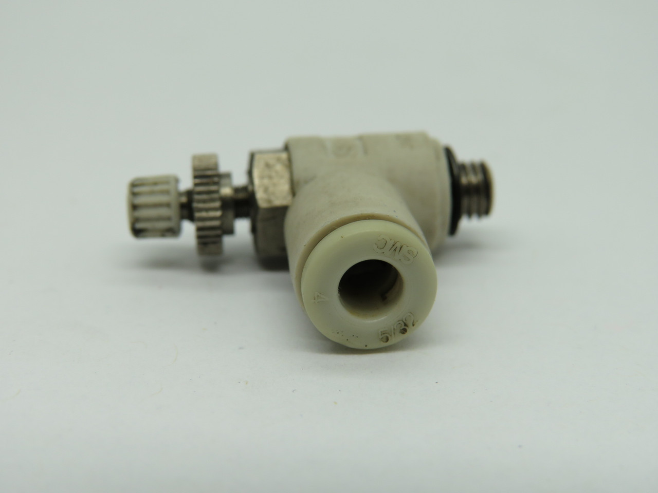 SMC AS1201F-M5-04 Speed Controller Elbow M5 Thread 4mm Tubing OD USED