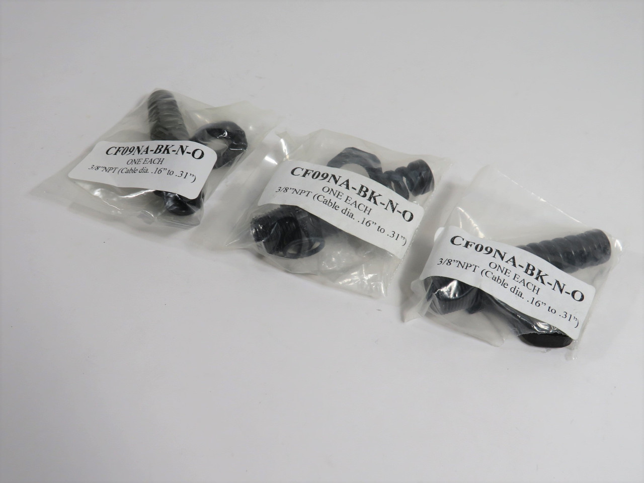 Sealcon CF09NA-BK-N-O Strain Relief Fitting 3/8"NPT 0.16-0.13" *Open* Lot/3 NWB