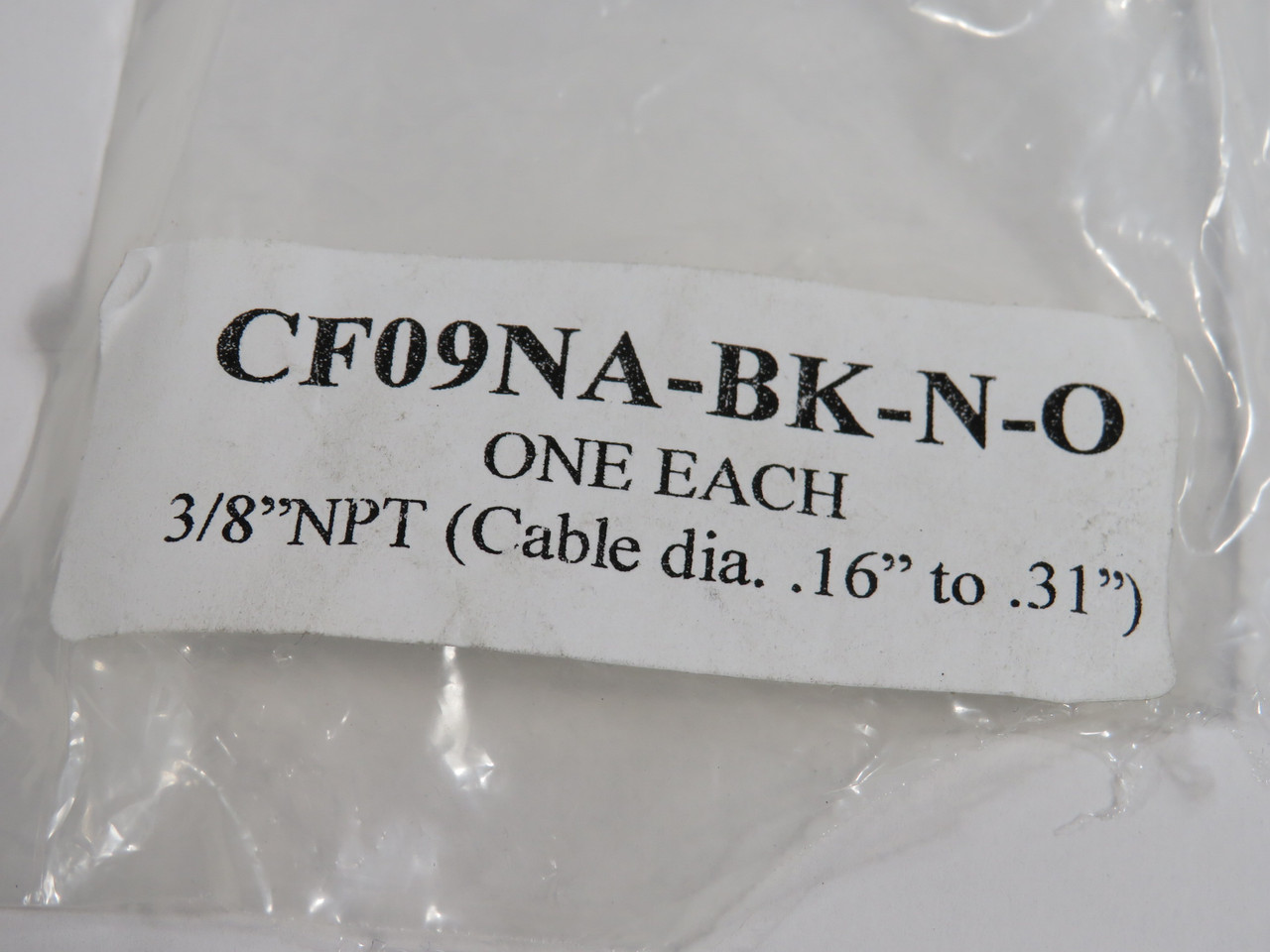 Sealcon CF09NA-BK-N-O Strain Relief Fitting 3/8"NPT 0.16-0.13" *Open* Lot/3 NWB