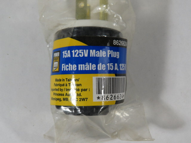 Powerfist 8626624 3-Prong 15A 125V Male Plug ! NWB !
