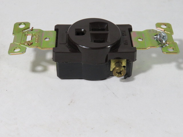 Cooper 1877 Straight-Blade Single Brown Receptacle 15A 125V USED