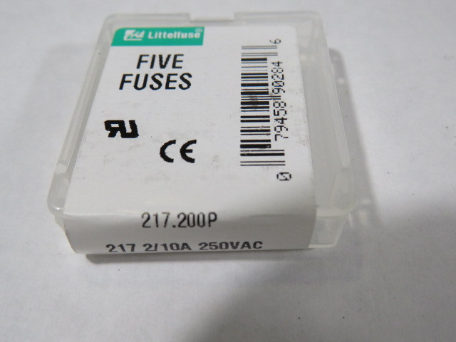 Littelfuse 217.200VXP Fast Acting Glass Fuse 2/10A 250VAC 5-Pack NEW