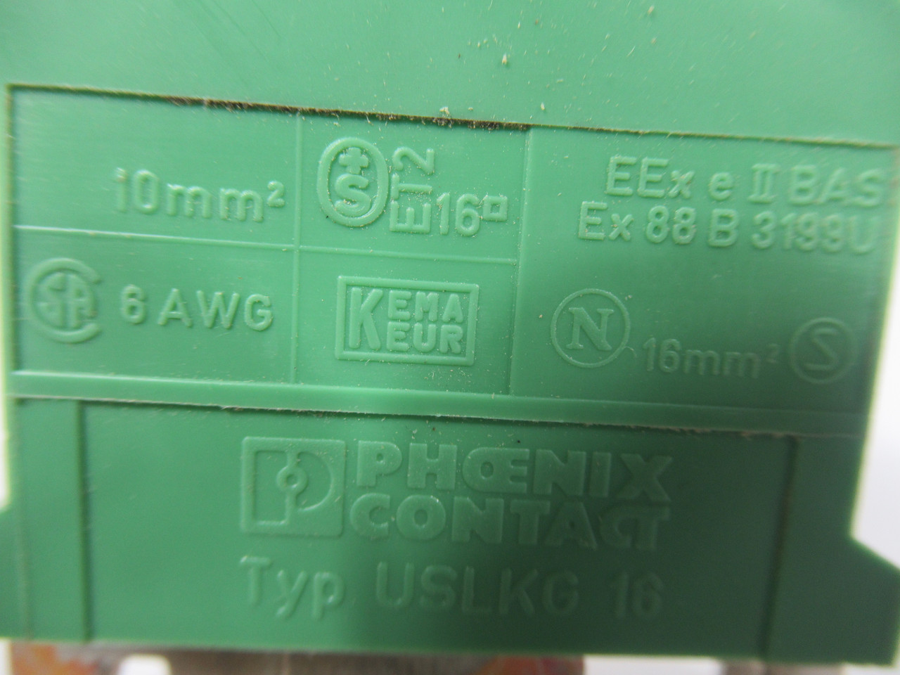 Phoenix Contact USLKG16 Ground Terminal Block 6AWG 10/16mm Green/Yellow USED