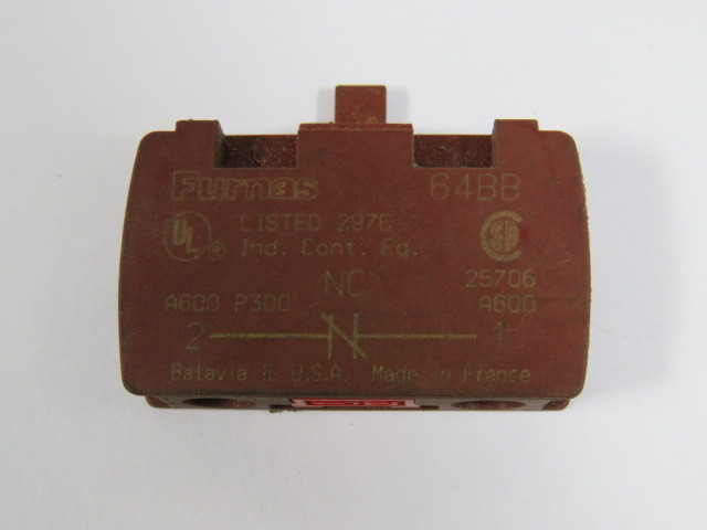 Furnas 64BB Contact Block 660VAC 16A 1NC USED