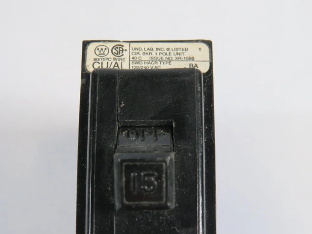 Westinghouse BA115 Circuit Breaker 15A 120/240VAC 1-Pole USED