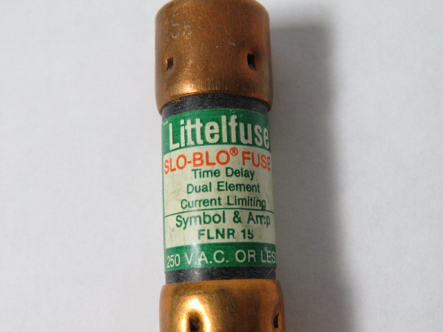 Littelfuse FLNR-15 Slo-Blo Time Delay Dual Element Fuse 15A 250V USED