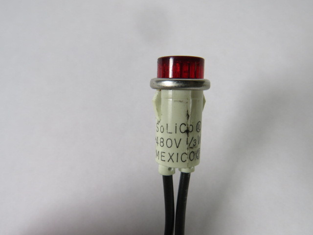 Solico 6854-1-01-38310 Panel Mount Neon Indicator Light 480V 1/3W RED *Cut* USED
