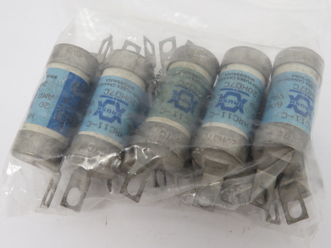 Brush 20H07C Closed Hole Bolt-On Fuse 20A 600VAC Lot of 10 USED