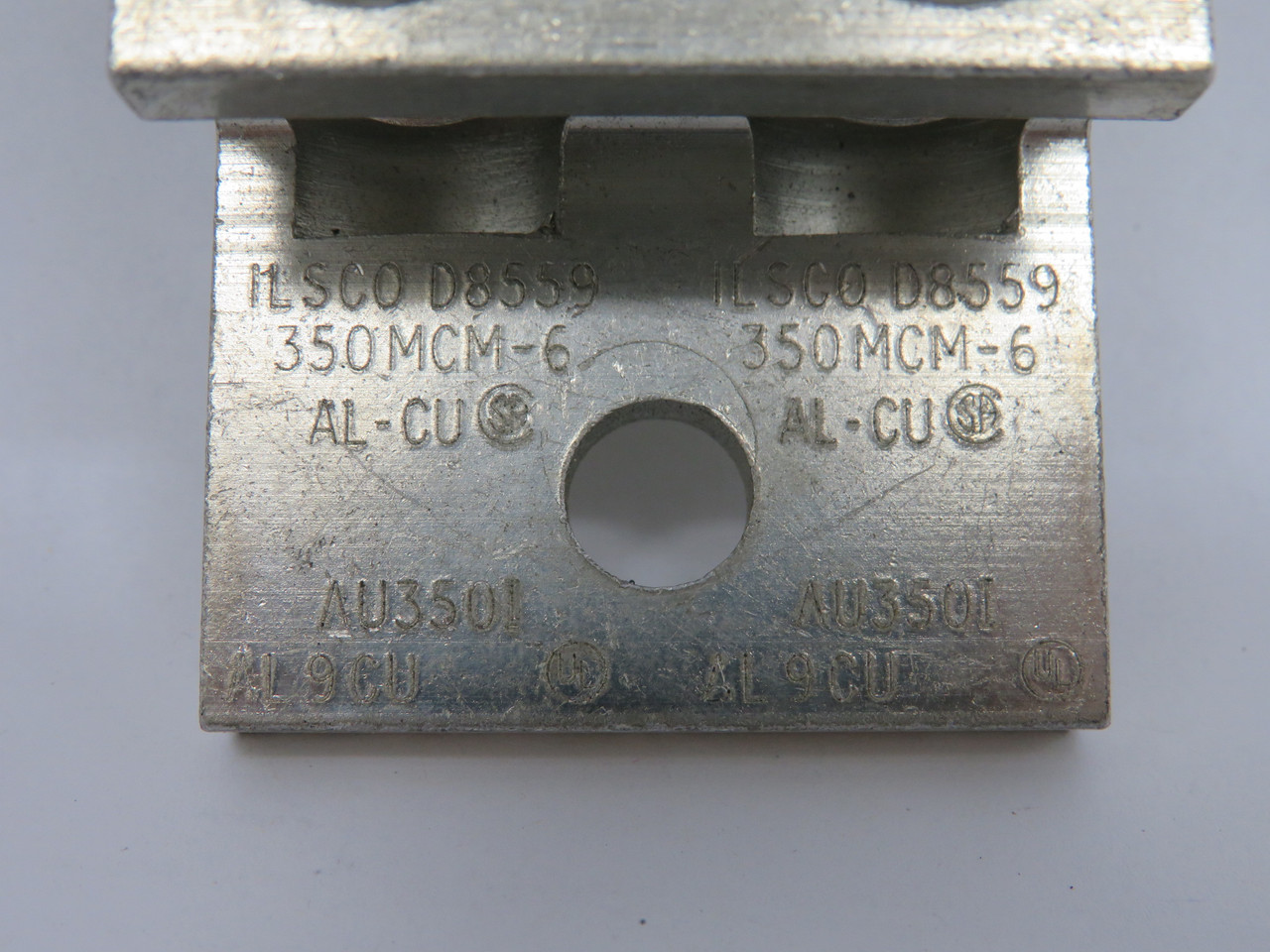 Ilsco D8559 Aluminum Compression Tap Connector AU 3501 350MCM-6 3/8" Hole USED